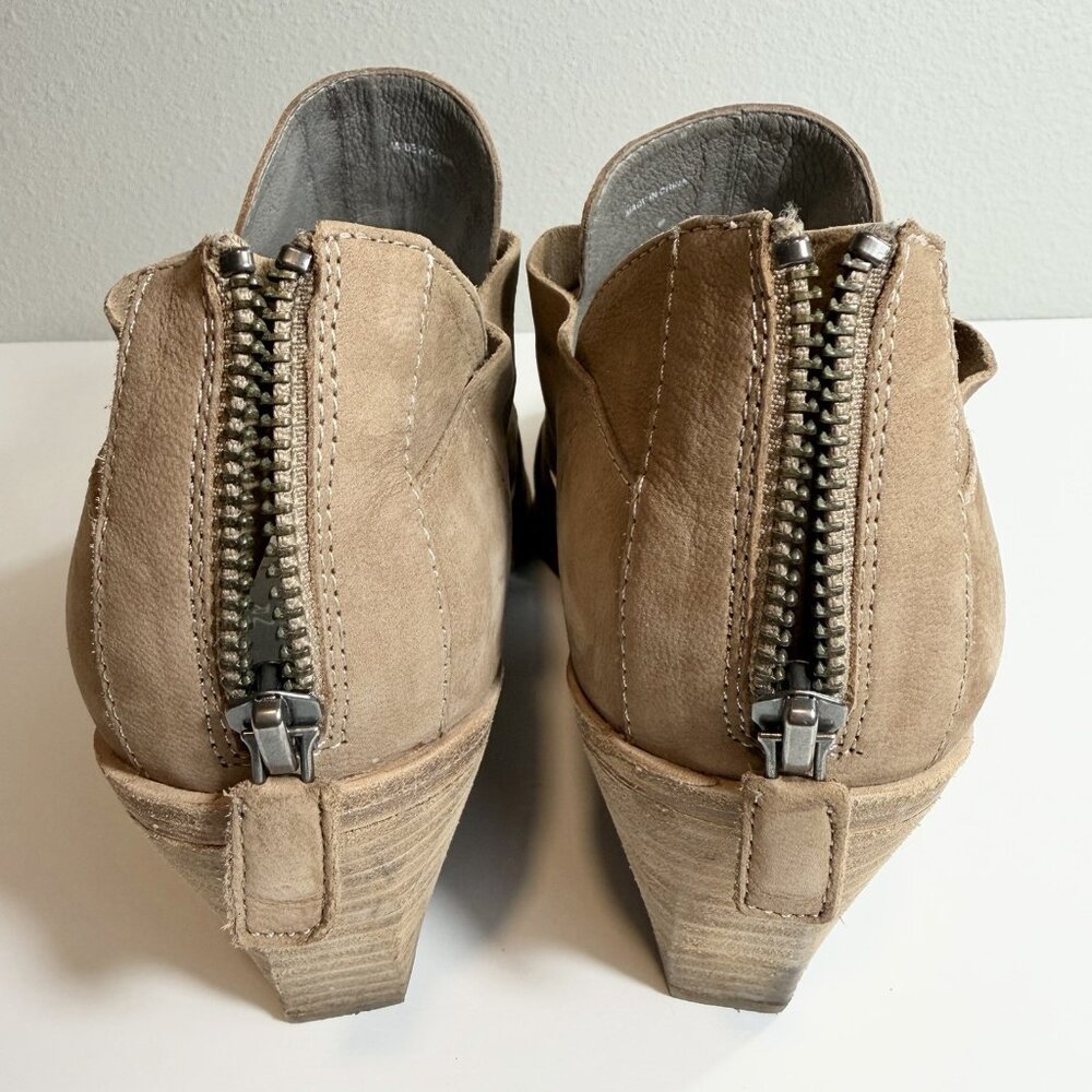Eileen Fisher Jenkins Ankle Booties Size 10 Tan Nubuck Leather Minimalist Casual - Picture 7 of 11